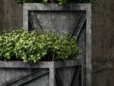Restoration Hardware estate zinc x planters weathered zinc 3D model