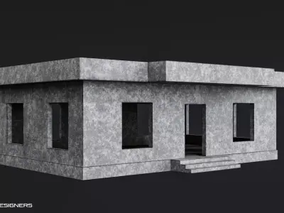 Unfinished Concrete House Structure - Incomplete Building  Low-poly 3D model