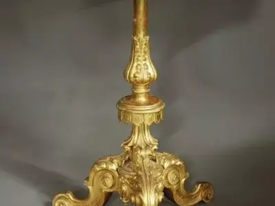 Gilded Pedestal Table 3D Ornate Baroque Side Table Marble Top Low-poly 3D model