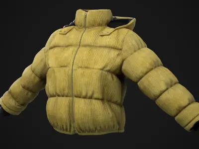 Purple and yellow winter jackets Low-poly 3D model