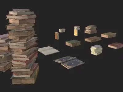 Book 4K PBR GameReady old books Low-poly 3D model