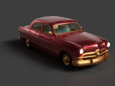 Chinese classic car   Low-poly 3D model