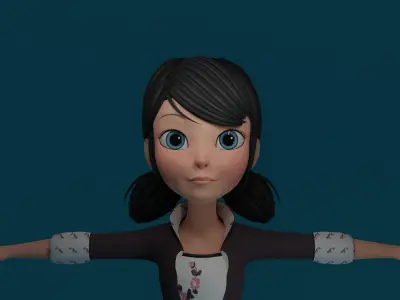 Cartoon Girl Low-poly 3D model