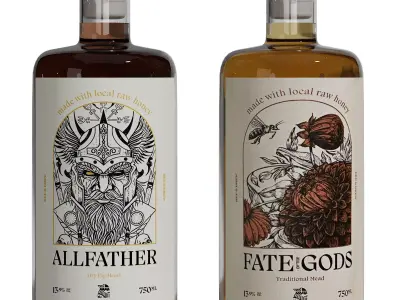 Aesthetic Bottles in Old Style for Shelves in a Bar 3D model