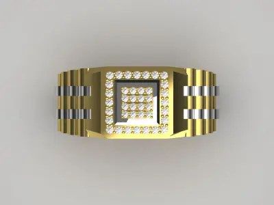 Man ring with checkered pattern black diamonds model ror0017 3D print model