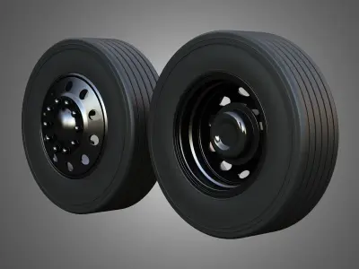 Twin Truck Wheels and Tires TWT4 3D print model