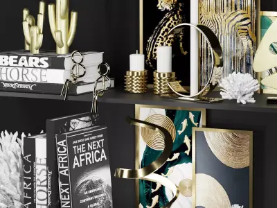 Luxury Decorative Set with Gold and Black Accessories 3D model