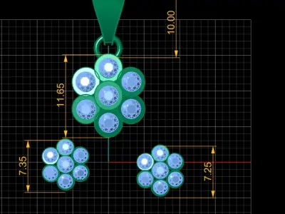 SUNFLOWER STYLISH LOCKET SET 3D PRINTABLE MODEL 3D print model