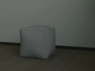 Pouffe empty room with cube 3D model