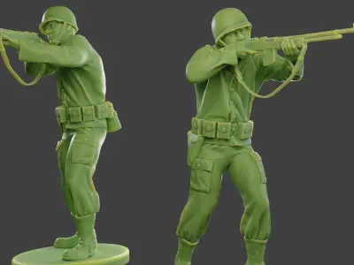 American soldier ww2 Shoot Stand3 A12 3D print model