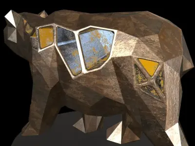 Steampunk Bear Low-poly 3D model