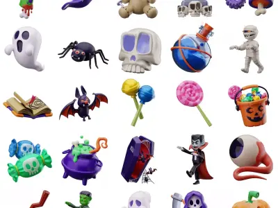 Halloween Decor Collection with Spooky and Festive Elements 3D model