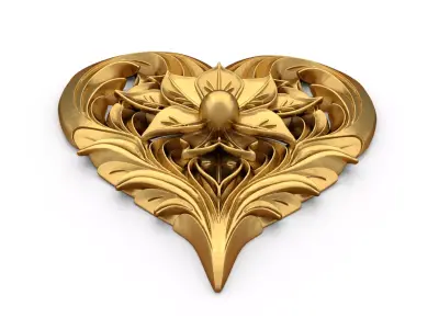 Heart decorative ornament onlay cnc 3d printing stl 01 3D print model