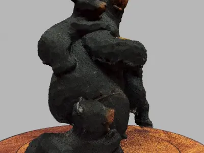 Chinese display stand with bear  3D model