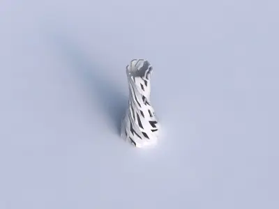 Vase twisted squeezed hexagon with cuts 3D print model