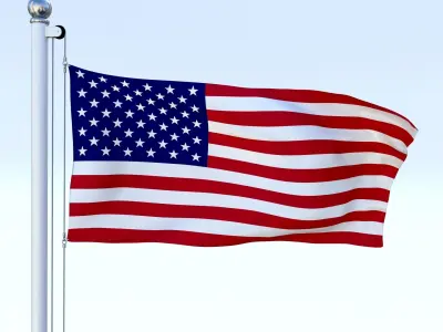 Animated US Flag Low-poly 3D model