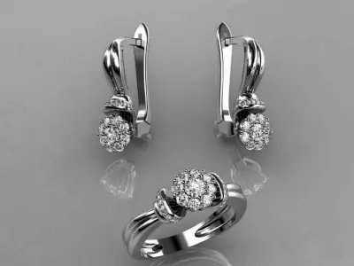 Ring and Earrings 72 3D print model
