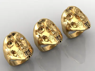 3 Version Bluffmen Ring Jewelry Model Skull  STL 3D print model