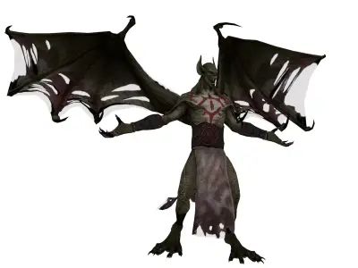 Dark Bat-Winged   Game-Ready Animated 3D Character Low-poly 3D model