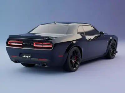 Menacing Dark Blue Dodge Challenger SRT Hellcat Low-poly 3D model