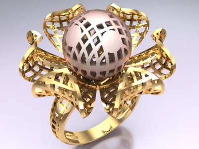  Mesh flower ring - Italian rings - Womens Rings - N6791 3D print model