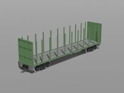 Platform car logging car semi platform car transporter car Free low-poly 3D model