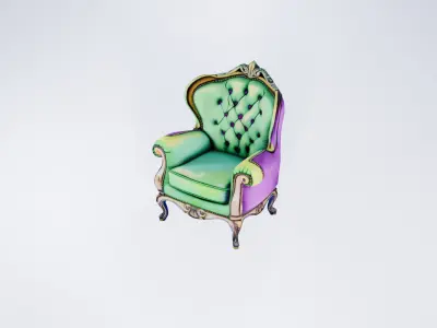 Low Poly Royal Armchair- Elegant Throne-Style Luxury Chair 3D model