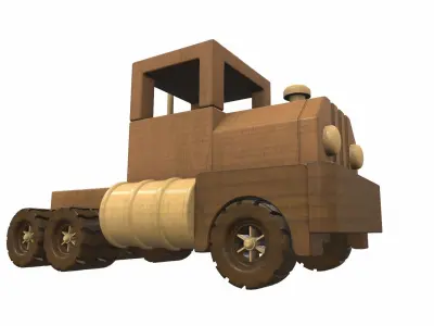 Wooden car toy truck 3 Free 3D model