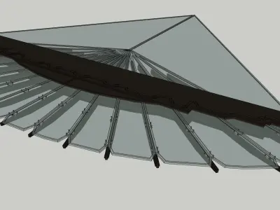sun shade in curve glass 3d model 3D model