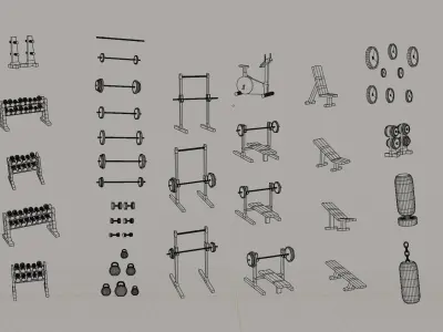 Gym Low Poly Pack Low-poly 3D model