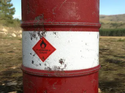 Barrel in middle of field Low-poly 3D model