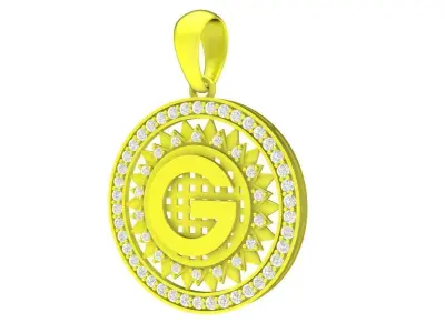 Luxury Diamond Initial G Pendant Necklace 3D Model 4353 3D print model