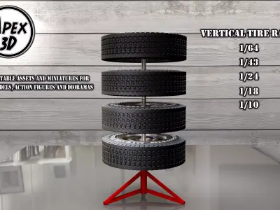 Vertical Tire Rack 3d printable in various scales 3D print model