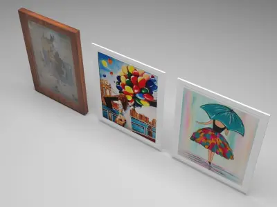 Framed Pictures Set 3D model