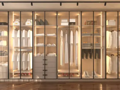modern wardrobes 3D model 3D model