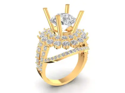 Luxury Multi Layer Diamond Engagement Ring for Women  1813 3D print model