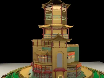 Chinese ancient tower house 3D model