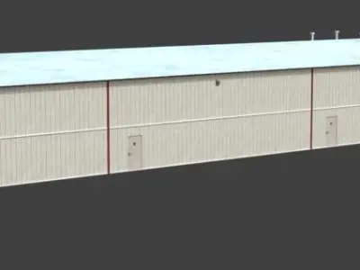 Airport Hangar Low-poly 3D model