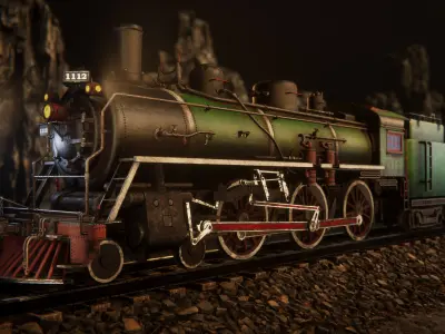 Vintage train Low-poly 3D model