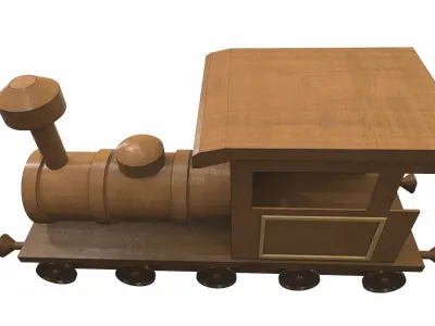 Wooden train locomotive toy 5 Free 3D model
