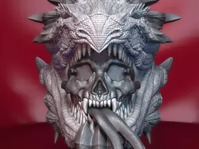 Dragon and skull -V02 3D print model