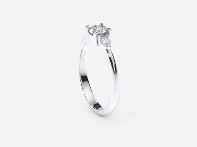ZDR0167 three stone engagement ring gold 3D print model