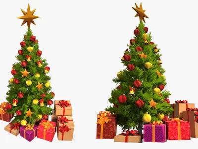 Christmas tree with gifts high-poly 3D model