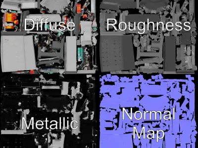 Industrial Label Printer D Model Pack Low-poly 3D model
