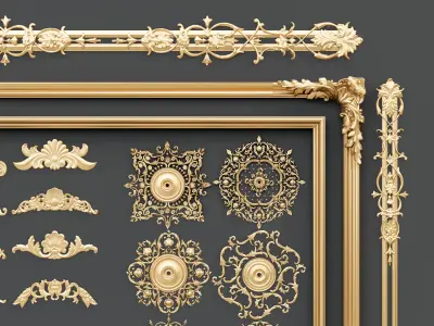 Classic carvings moldings and gypsum cornice 2 3D model