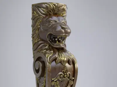 Lion Pillar Baluster 3D model