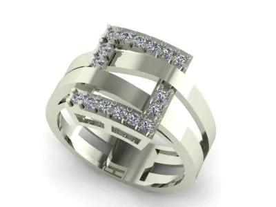 Diamond Modern Ring 3D print model 3D print model