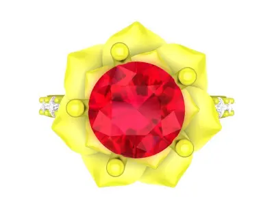 A4633 Diamond Flower Women Ring 3D Model 3D print model