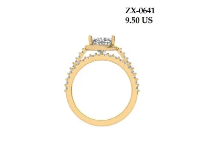 Cushion Solitaire Ring 3D print model