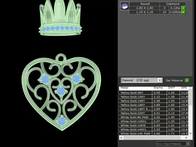 light weight yellow gold  diamond pendent -DOC-P8216 3D print model